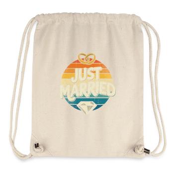 Just Married Retro Regenbogen - Stanley/Stella recycelter Gym Bag - Naturweiß - Vorne