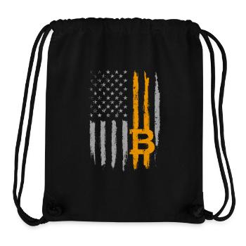 Bitcoin US Flag Crypto Patriotic Blockchain BTC - Sac à cordon recyclé Stanley/Stella - noir - Devant