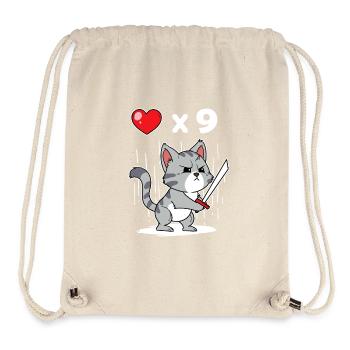Cute Gaming Cat Samurai Gamer Kitty - Stanley/Stella Recycled Gym Bag - natural - Front