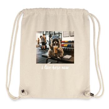 Ich wohne hier jetzt Waschbär-Gym-Workout - Stanley/Stella recycelter Gym Bag - Naturweiß - Vorne