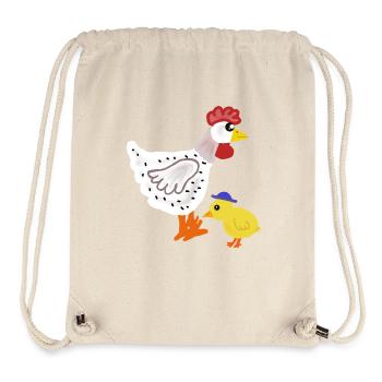 Poulet coloré avec poussins enfants de Pâques - Sac à cordon recyclé Stanley/Stella - blanc naturel - Devant