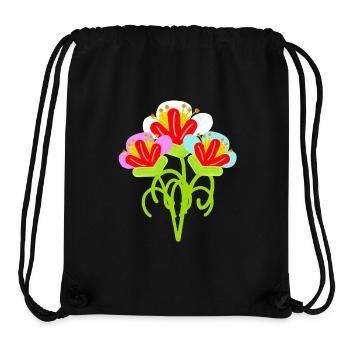 Jardin vintage rétro Floral Flower - Sac à cordon recyclé Stanley/Stella - noir - Devant