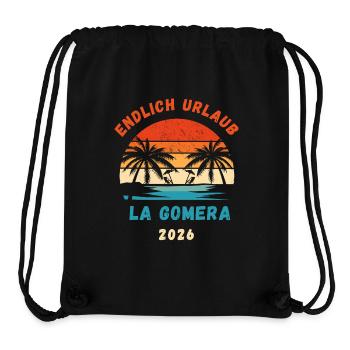 La Gomera Urlaub 2026 Kanaren Reise Outfit - Stanley/Stella recycelter Gym Bag - Schwarz - Vorne