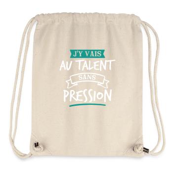 J’y Vais Au Talent Humour Français Phrase Drôle - Sac à cordon recyclé Stanley/Stella - blanc naturel - Devant
