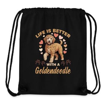 Race de chien Goldendoodle - Sac à cordon recyclé Stanley/Stella - noir - Devant