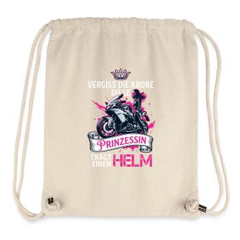 Motorrad Prinzessin Trägt Helm Bikerin - Stanley/Stella recycelter Gym Bag - Naturweiß - Vorne