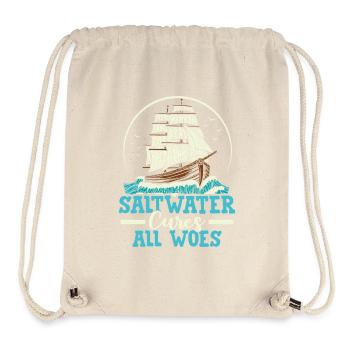L’eau salée guérit tous les malheurs, capitaine de voile de marin - Sac à cordon recyclé Stanley/Stella - blanc naturel - Devant