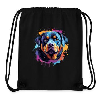 Portrait coloré du Rottweiler Splash - Sac à cordon recyclé Stanley/Stella - noir - Devant
