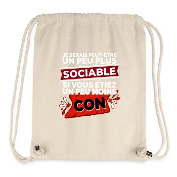 Citation Drôle Sociable Introverti Humour - Sac à cordon recyclé Stanley/Stella - blanc naturel - Devant