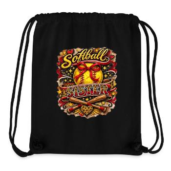 Softball Sister Bow Leopard Sport Design - Stanley/Stella Recycled Gym Bag - black - Front