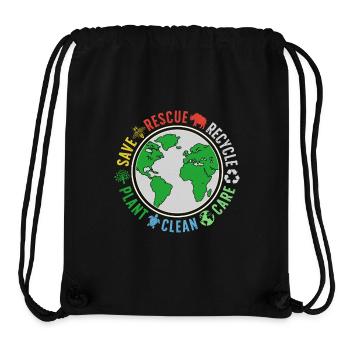 Global Environmental Rescue Logo - Sac à cordon recyclé Stanley/Stella - noir - Devant