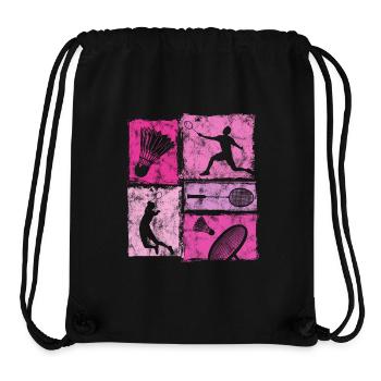 Badminton moves in vintage look with badminton - Stanley/Stella Recycled Gym Bag - black - Front