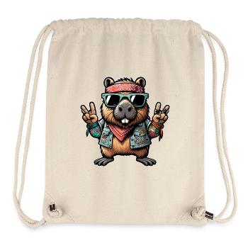 Capybara Peace Hippie - Stanley/Stella Recycled Gym Bag - natural - Front