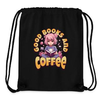 Books and Coffee - Kawaii Girl für Bücherwürmer - Stanley/Stella recycelter Gym Bag - Schwarz - Vorne