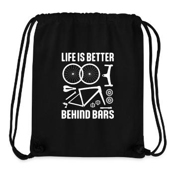 LIFE IS BETTER BEHIND BARS CYCLING ROAD BIKE SAYING - Stanley/Stella Recycled Gym Bag - black - Front