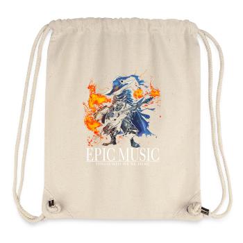 Epic Music Black Mage avec guitare électrique et feu - Sac à cordon recyclé Stanley/Stella - blanc naturel - Devant