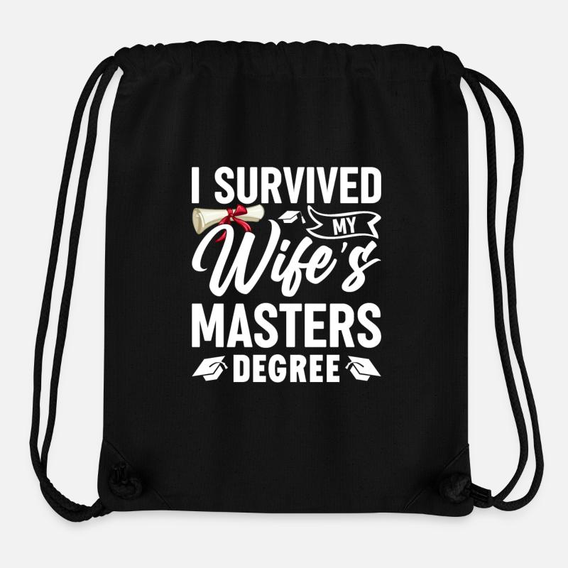 I survived my wife's master's degree - Stanley/Stella Recycled Gym Bag - black