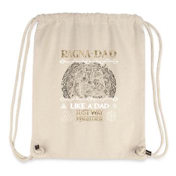 RAGNA-DAD Père viking avec enfant pour la fête des pères - Sac à cordon recyclé Stanley/Stella - blanc naturel - Devant