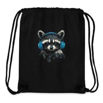 Zocker Waschbär mit blauen Kopfhörern - Stanley/Stella recycelter Gym Bag - Schwarz - Vorne