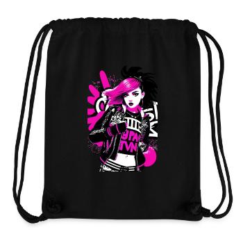 Urban Punk Straßenkunst mit neonpinken Akzenten - Stanley/Stella recycelter Gym Bag - Schwarz - Vorne