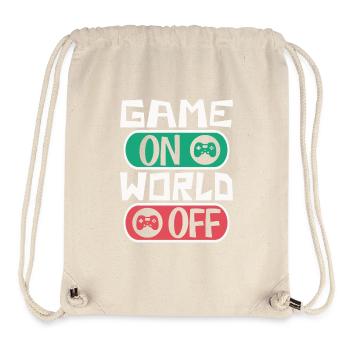 Gaming gamer game on, world off – dicton gamer - Sac à cordon recyclé Stanley/Stella - blanc naturel - Devant