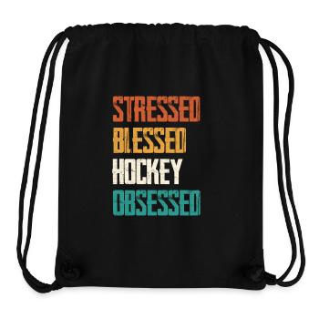 Gestresst Gesegnet Hockey Besessen - Stanley/Stella recycelter Gym Bag - Schwarz - Vorne