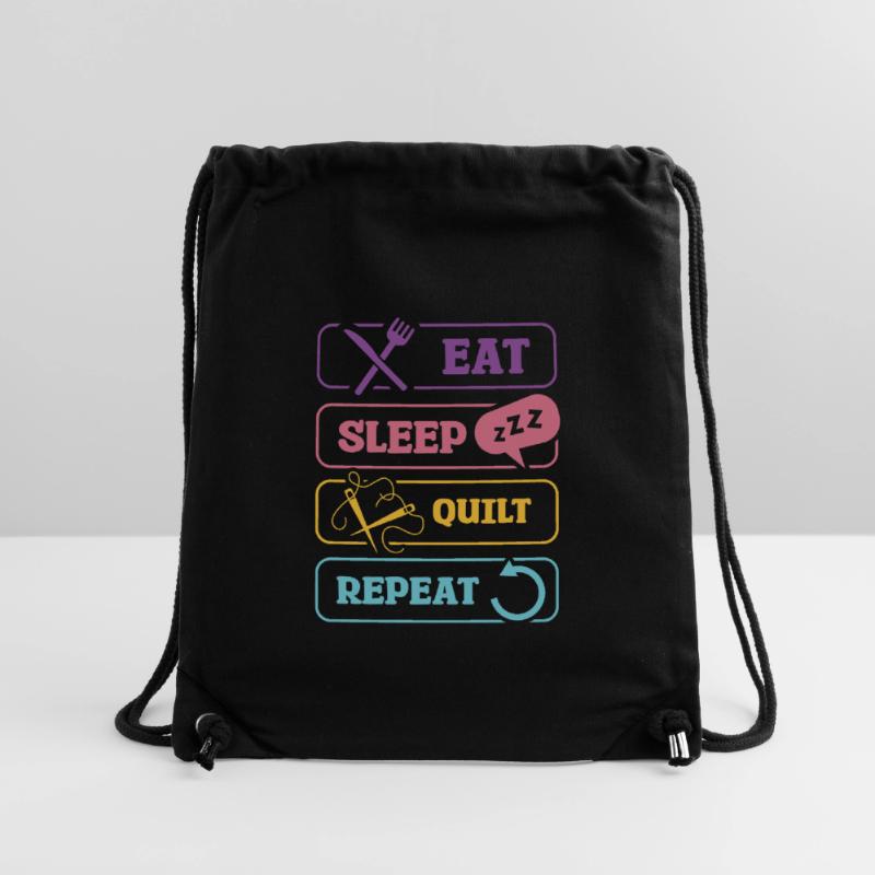 Eat Sleep Quilt Repeat Pattern Design Stanley/Stella Recycled Gym Bag
