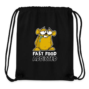 HAMSTER DRÔLE, ACCRO À LA RESTAURATION RAPIDE, DESSIN ANIMÉ - Sac à cordon recyclé Stanley/Stella - noir - Devant