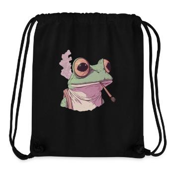 Grenouille avec d’énormes yeux et une articulation - Weed Frog - Sac à cordon recyclé Stanley/Stella - noir - Devant