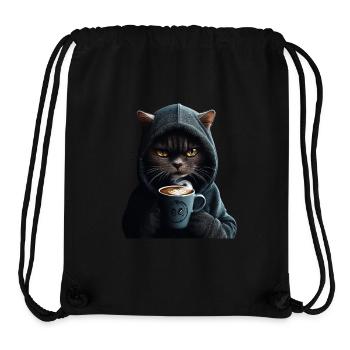 Mystical Cat with Hoodie & Coffee - Stanley/Stella Recycled Gym Bag - black - Front