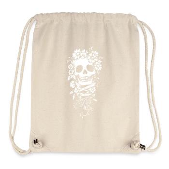 Floraler Totenkopf in Schwarz-Weiß - Stanley/Stella recycelter Gym Bag - Naturweiß - Vorne