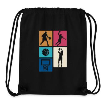 Blocs rétro de basket-ball – Design sportif - Sac à cordon recyclé Stanley/Stella - noir - Devant
