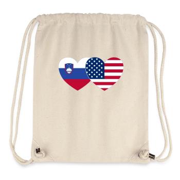 Slovenia USA Flag Heart - Stanley/Stella Recycled Gym Bag - natural - Front