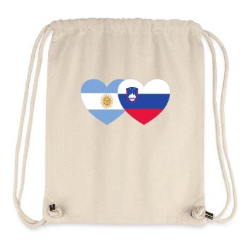Argentina Slovenia Flag Heart - Stanley/Stella Recycled Gym Bag - natural - Front