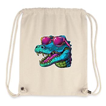 Lebendiges Krokodil mit Sonnenbrille Sommerspaß - Stanley/Stella recycelter Gym Bag - Naturweiß - Vorne