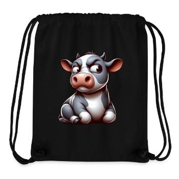 Funny skeptical cartoon cow bull - Stanley/Stella Recycled Gym Bag - black - Front