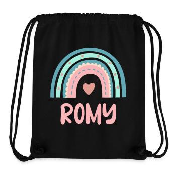 Nom Romy Rainbow Baby - Sac à cordon recyclé Stanley/Stella - noir - Devant