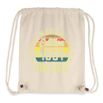 Vintage mars 1981 vintage cadeau anniversaire 1981 - Sac à cordon recyclé Stanley/Stella - blanc naturel - Devant