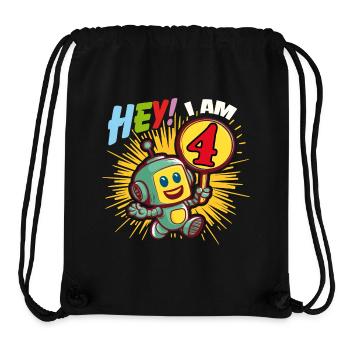 Petit robot de quatre ans Bonjour j’ai 4 ans - Sac à cordon recyclé Stanley/Stella - noir - Devant