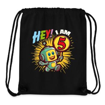 Petit robot de cinq ans Bonjour, j’ai 5 ans - Sac à cordon recyclé Stanley/Stella - noir - Devant