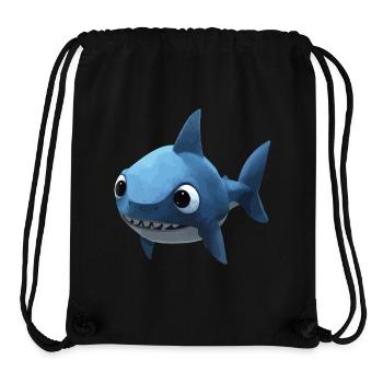 Bébé requin bleu - Mignon et élégant - Sac à cordon recyclé Stanley/Stella - noir - Devant