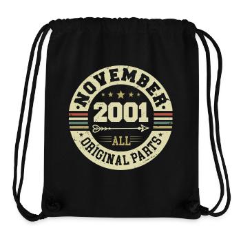 Vintage November 2001 - Birthday November 2001 - Stanley/Stella Recycled Gym Bag - black - Front