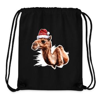 Chameau avec chapeau de Père Noël - Sac à cordon recyclé Stanley/Stella - noir - Devant