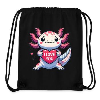 Je t’aime Axolotl - Sac à cordon recyclé Stanley/Stella - noir - Devant