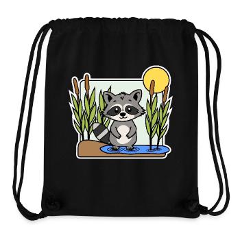 Was macht denn der süße kleine Waschbär am Teich? - Stanley/Stella recycelter Gym Bag - Schwarz - Vorne