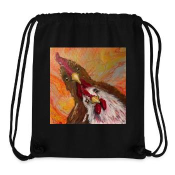 Coq et poulet - Sac à cordon recyclé Stanley/Stella - noir - Devant
