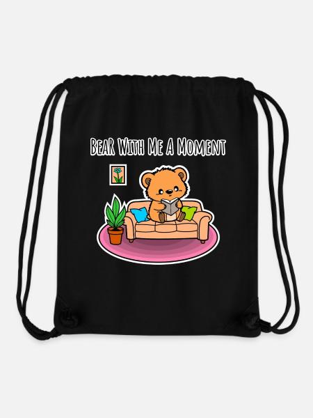 Bear With Me a Moment! The little bear is reading - Stanley/Stella Recycled Gym Bag - black