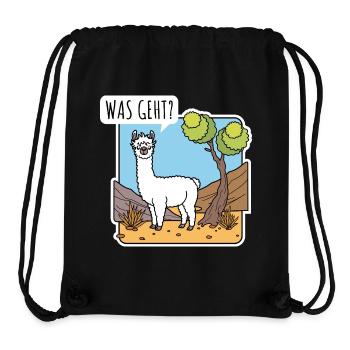 Was geht? frägt das Lama, oder ist das ein Alpaka? - Stanley/Stella recycelter Gym Bag - Schwarz - Vorne