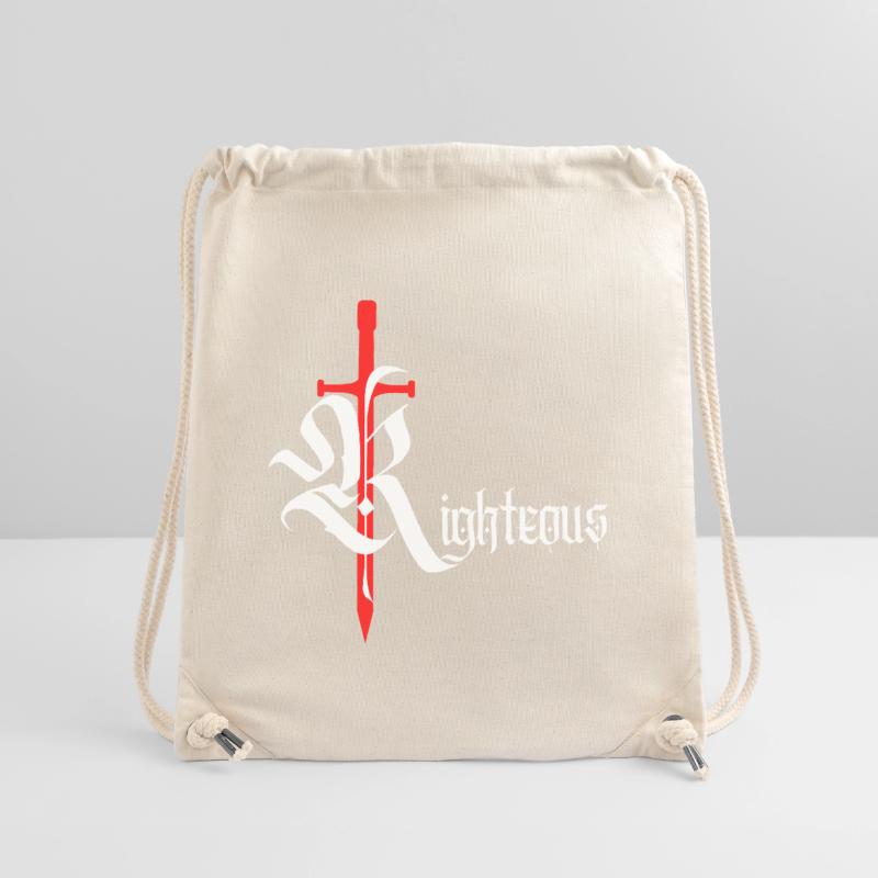 Gothique Righteous Design avec épée avec texte blanc Sac à cordon recyclé Stanley/Stella