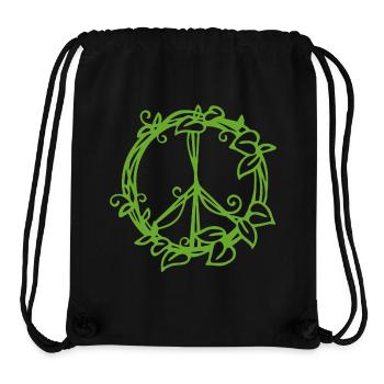 Conception de symbole de paix inspirée de la nature - Sac à cordon recyclé Stanley/Stella - noir - Devant
